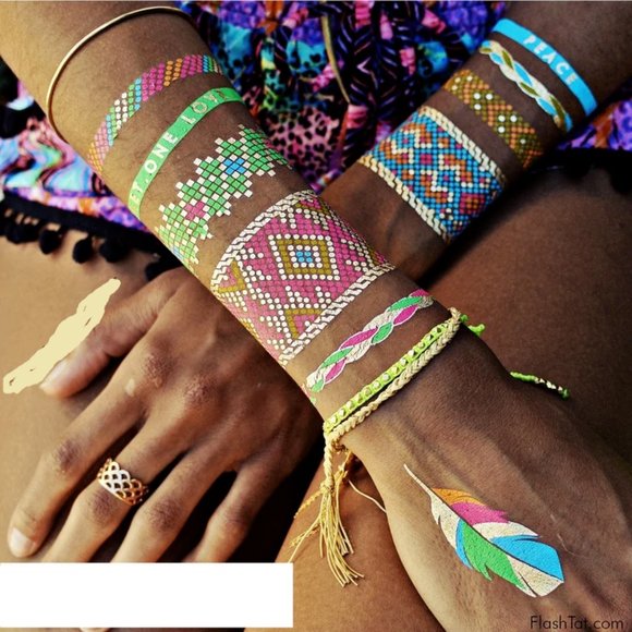 3 sheets Golden Silver Temporary Tattoo - Picture 8 of 16